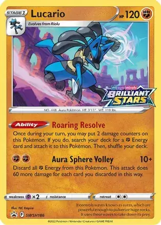 Lucario Pokemon card from Sword & Shield Promo