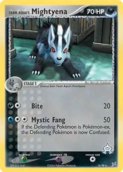 Team Aqua's Mightyena Pokemon card from Team Magma vs Team Aqua