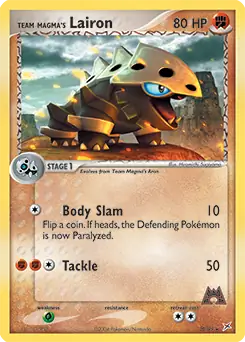 Team Magma's Lairon Pokemon card from Team Magma vs Team Aqua