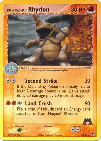 Team Magma's Rhydon Reverse Holo Pokemon card from Team Magma vs Team Aqua