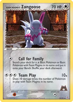 Team Magma's Zangoose Pokemon card from Team Magma vs Team Aqua