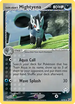 Team Aqua's Mightyena Pokemon card from Team Magma vs Team Aqua
