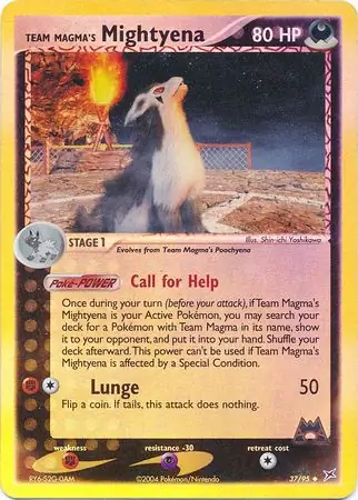 Team Magma's Mightyena Reverse Holo Pokemon card from Team Magma vs Team Aqua