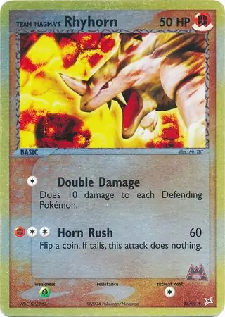 Team Magma's Rhyhorn Reverse Holo Pokemon card from Team Magma vs Team Aqua