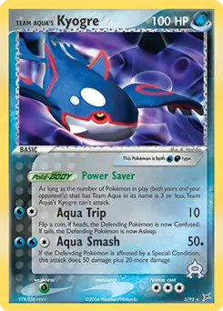 Team Aqua's Kyogre Holo Pokemon card from Team Magma vs Team Aqua