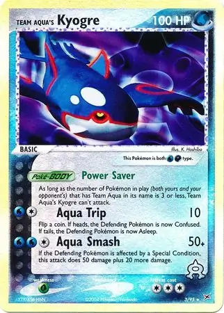 Team Aqua's Kyogre Reverse Holo Pokemon card from Team Magma vs Team Aqua