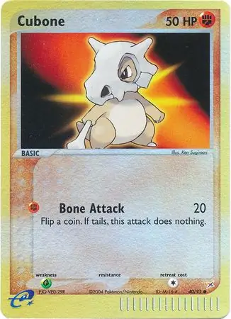 Cubone Reverse Holo Pokemon card from Team Magma vs Team Aqua