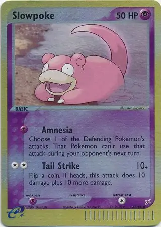 Slowpoke Reverse Holo Pokemon card from Team Magma vs Team Aqua
