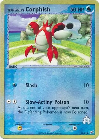 Team Aqua's Corphish Reverse Holo Pokemon card from Team Magma vs Team Aqua