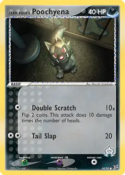 Team Aqua's Poochyena Pokemon card from Team Magma vs Team Aqua