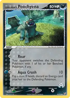 Team Aqua's Poochyena Pokemon card from Team Magma vs Team Aqua