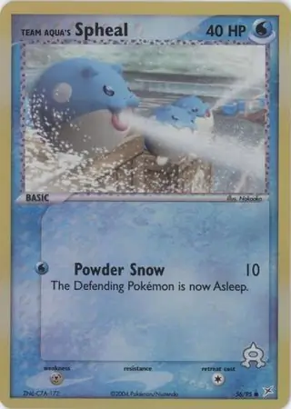 Team Aqua's Spheal Reverse Holo Pokemon card from Team Magma vs Team Aqua