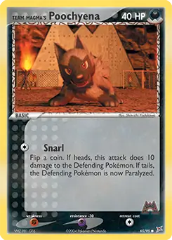 Team Magma's Poochyena Pokemon card from Team Magma vs Team Aqua