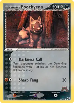 Team Magma's Poochyena Pokemon card from Team Magma vs Team Aqua