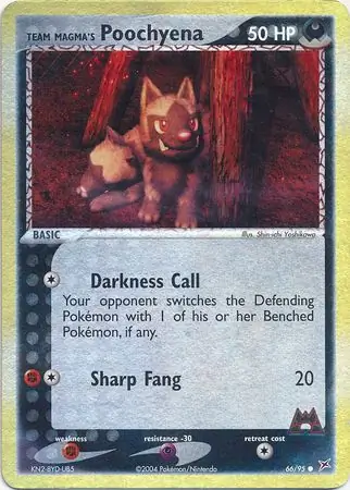 Team Magma's Poochyena Reverse Holo Pokemon card from Team Magma vs Team Aqua