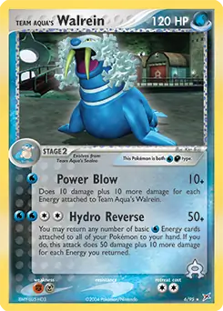 Team Aqua's Walrein Holo Pokemon card from Team Magma vs Team Aqua