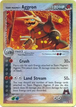 Team Magma's Aggron Reverse Holo Pokemon card from Team Magma vs Team Aqua