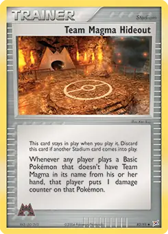 Team Magma Hideout Pokemon card from Team Magma vs Team Aqua