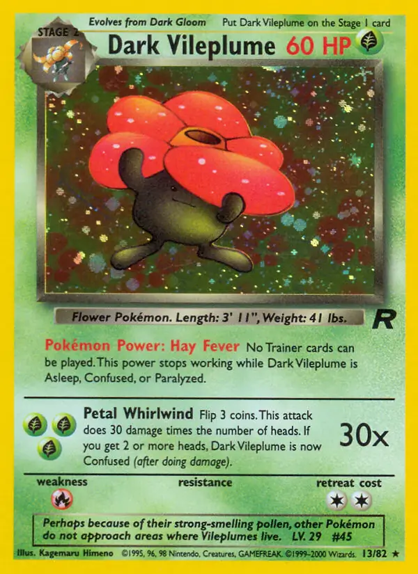 Dark Vileplume Holo Pokemon card from Team Rocket