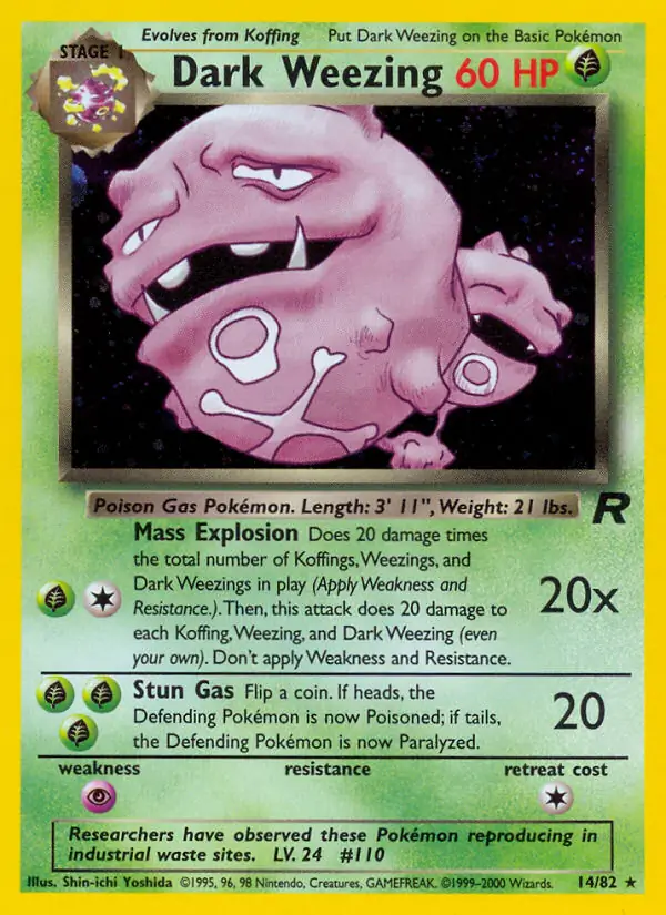 Dark Weezing Holo Pokemon card from Team Rocket