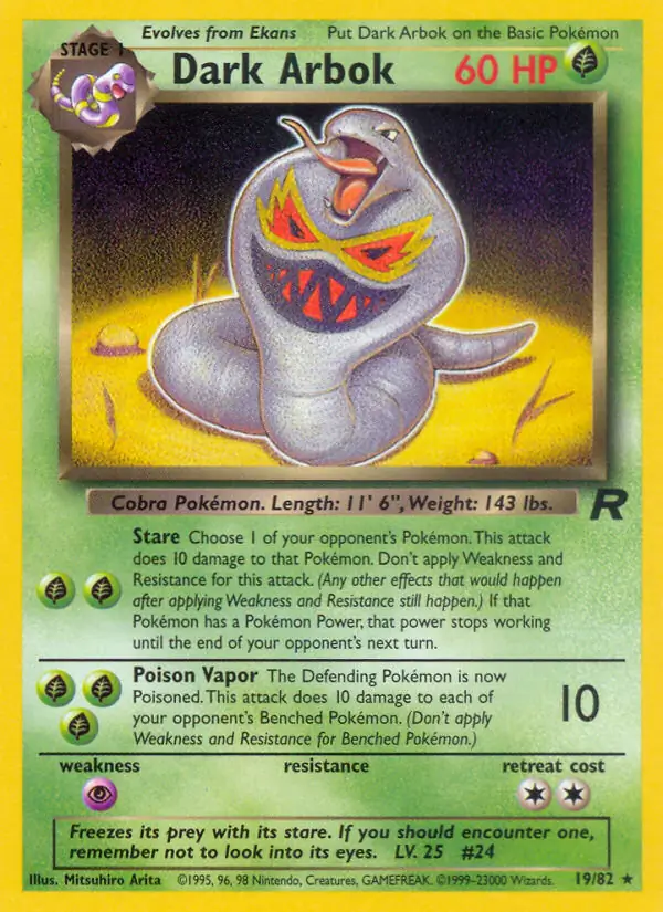 Dark Arbok Pokemon card from Team Rocket