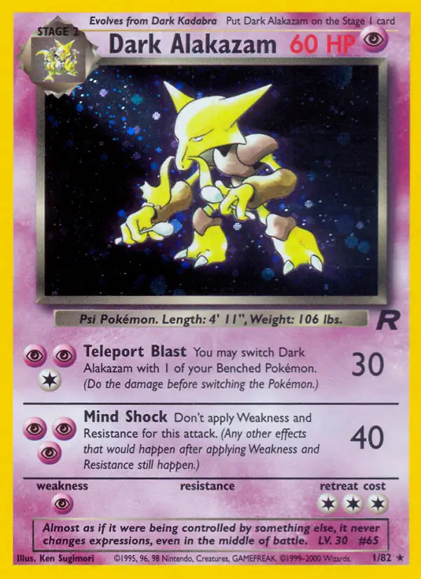 Dark Alakazam Holo Pokemon card from Team Rocket