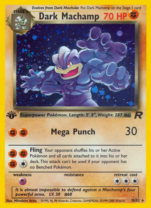 Dark Machamp Holo Pokemon card from Team Rocket 1st Edition