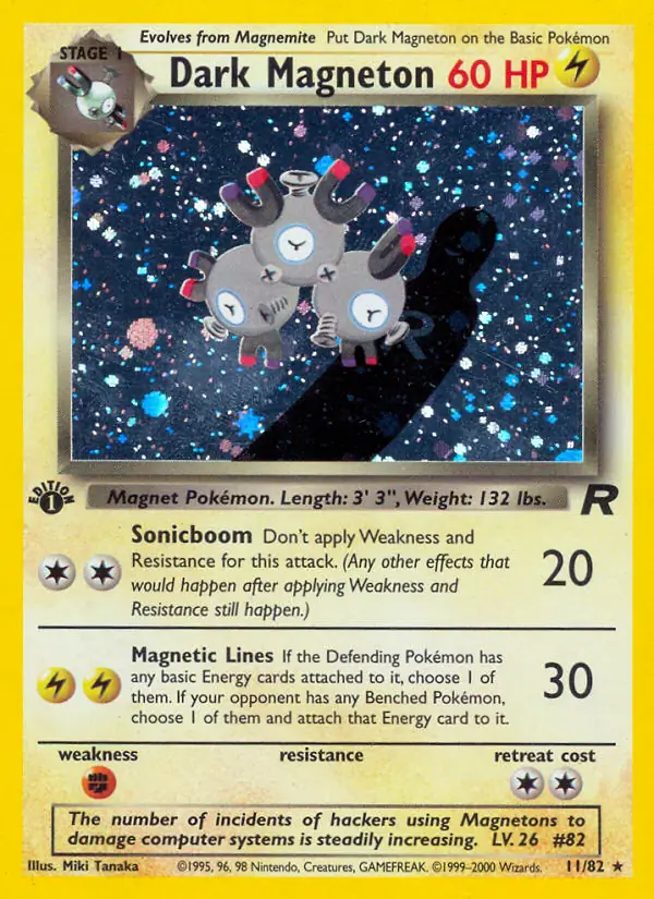 Dark Magneton Holo Pokemon card from Team Rocket 1st Edition