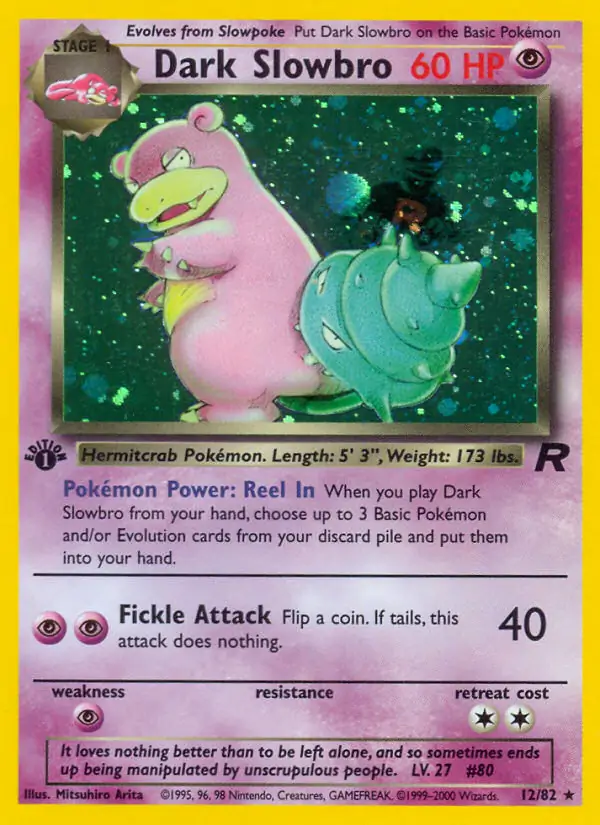 Dark Slowbro Holo Pokemon card from Team Rocket 1st Edition