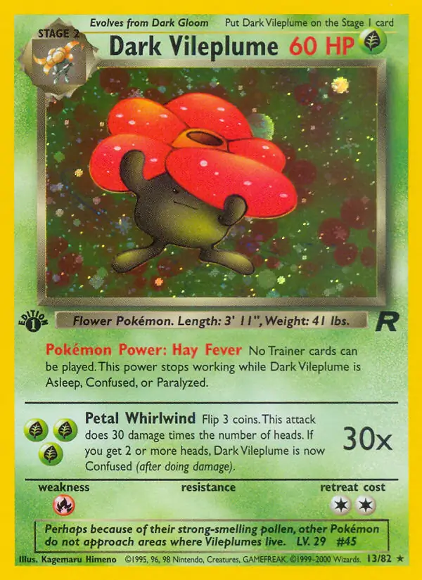 Dark Vileplume Holo Pokemon card from Team Rocket 1st Edition