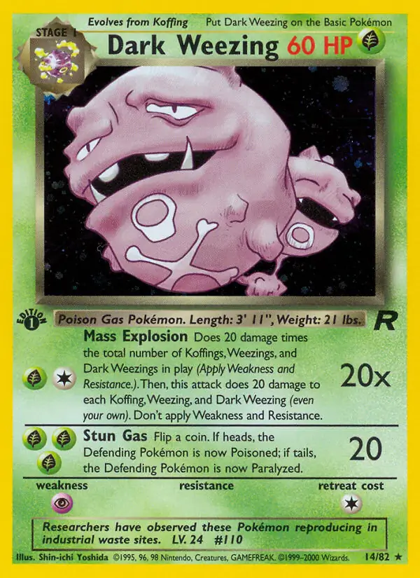 Dark Weezing Holo Pokemon card from Team Rocket 1st Edition