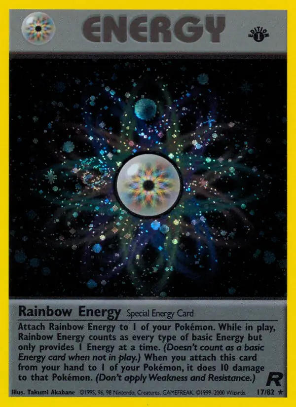 Rainbow Energy Holo Pokemon card from Team Rocket 1st Edition