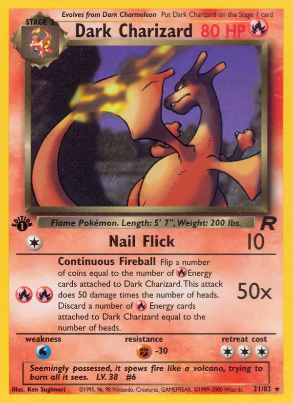 Dark Charizard Pokemon card from Team Rocket 1st Edition