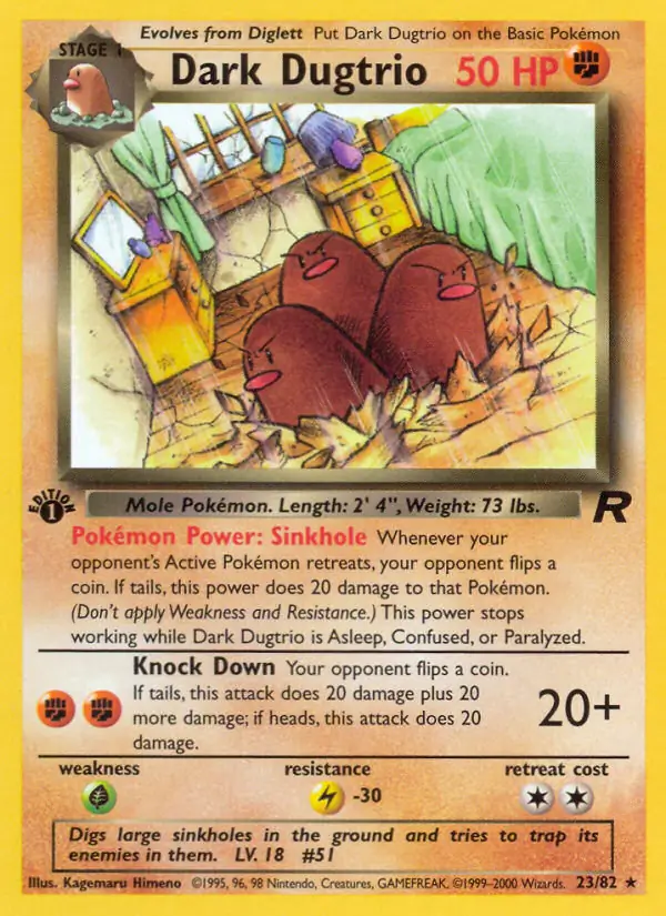 Dark Dugtrio Pokemon card from Team Rocket 1st Edition