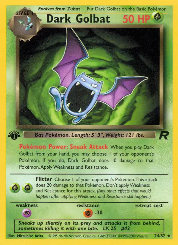 Dark Golbat Pokemon card from Team Rocket 1st Edition
