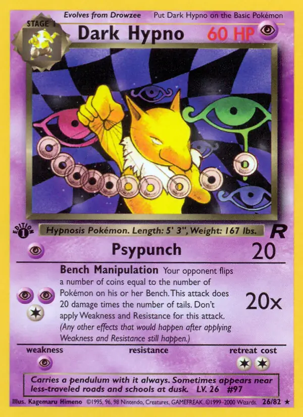 Dark Hypno Pokemon card from Team Rocket 1st Edition