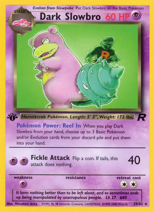 Dark Slowbro Pokemon card from Team Rocket 1st Edition