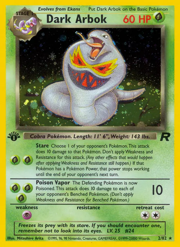  Dark Arbok Holo Pokemon card from Team Rocket 1st Edition