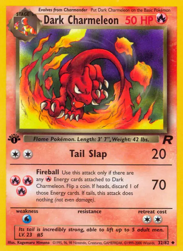 Dark Charmeleon Pokemon card from Team Rocket 1st Edition