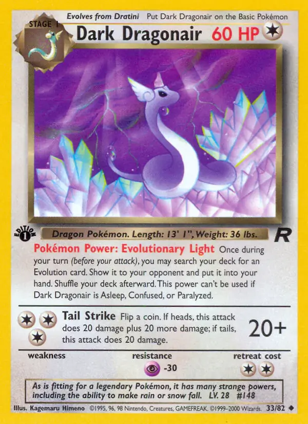 Dark Dragonair Pokemon card from Team Rocket 1st Edition