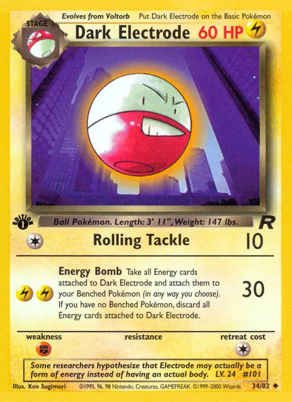 Dark Electrode Pokemon card from Team Rocket 1st Edition