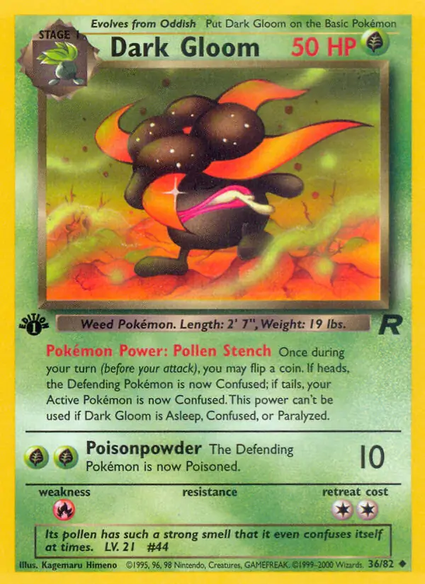 Dark Gloom Pokemon card from Team Rocket 1st Edition