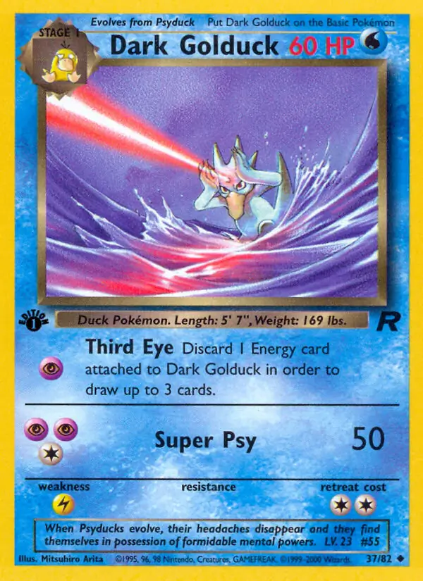 Dark Golduck Pokemon card from Team Rocket 1st Edition