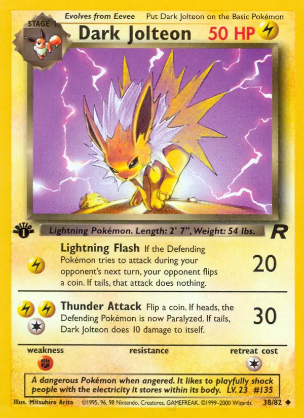 Dark Jolteon Pokemon card from Team Rocket 1st Edition