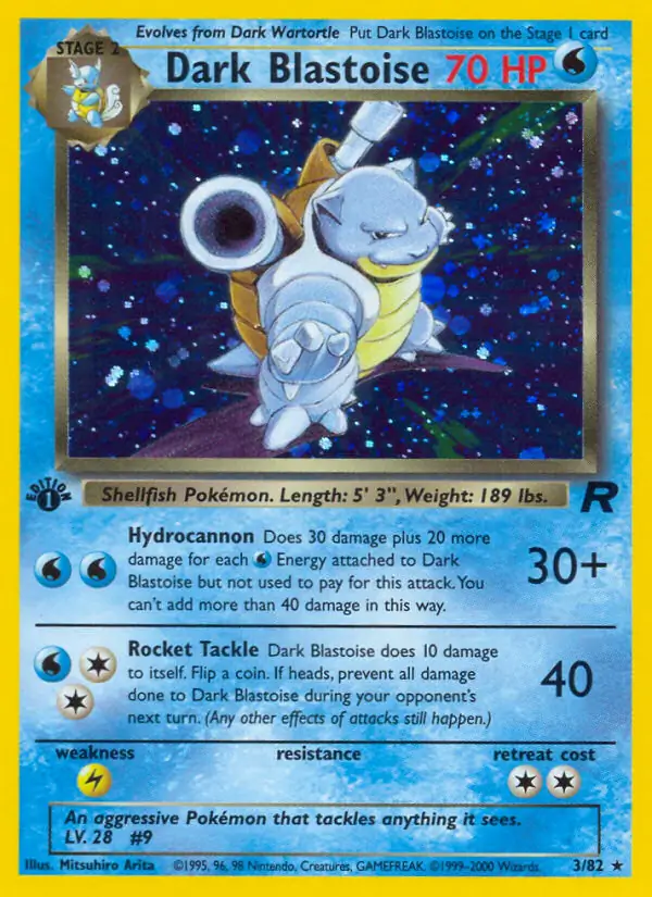 Dark Blastoise Holo Pokemon card from Team Rocket 1st Edition