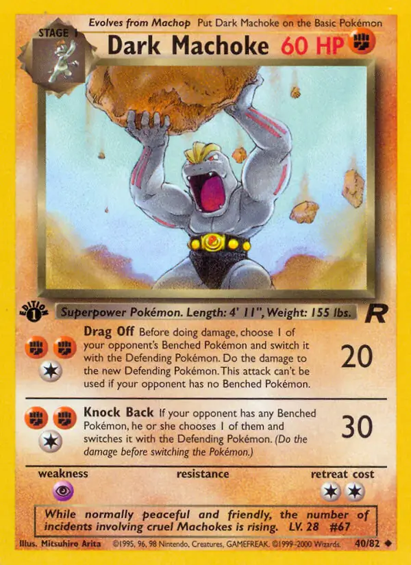 Dark Machoke Pokemon card from Team Rocket 1st Edition