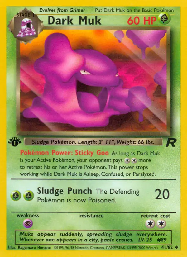 Dark Muk Pokemon card from Team Rocket 1st Edition