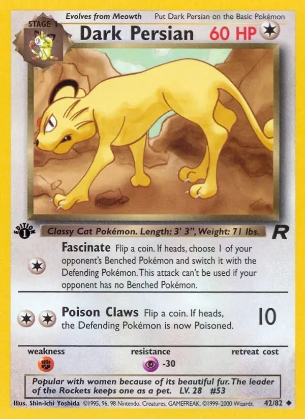Dark Persian Pokemon card from Team Rocket 1st Edition