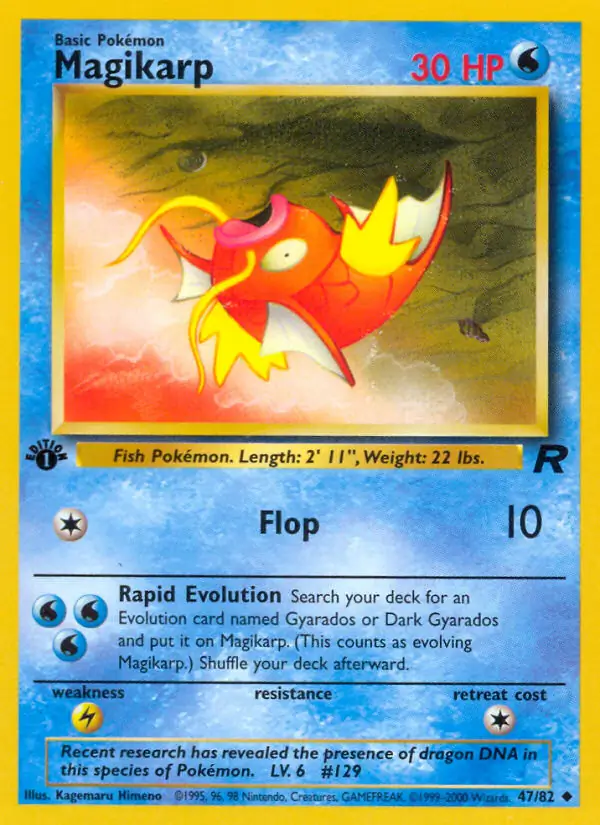 Magikarp Pokemon card from Team Rocket 1st Edition