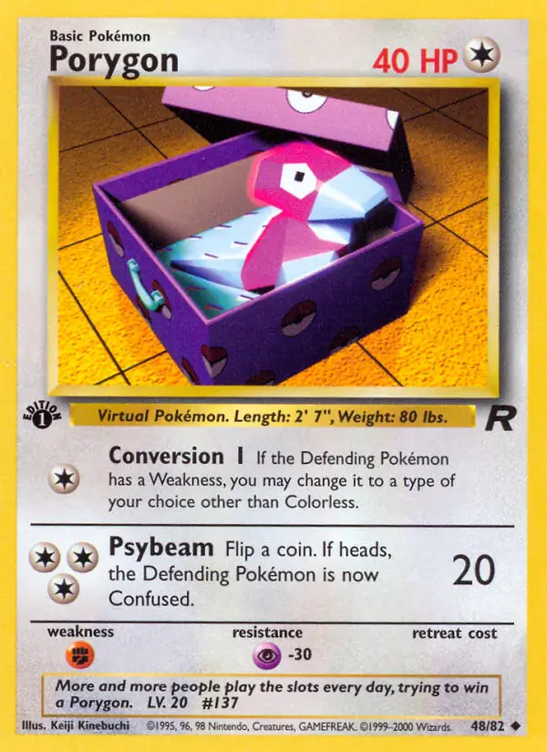 Porygon Pokemon card from Team Rocket 1st Edition